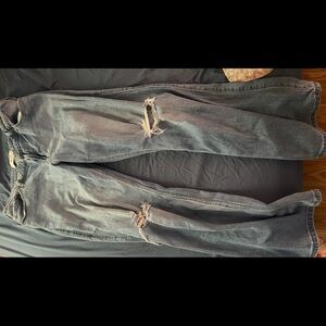 Hollister Women's Straight Leg Jeans - Distressed Blue